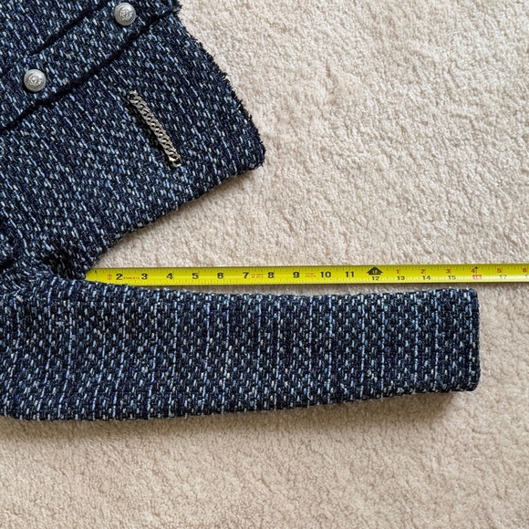 Generation Love Navy Cropped Tweed Kristen Blazer Jacket with Silver Chain, XS - Picture 9 of 11